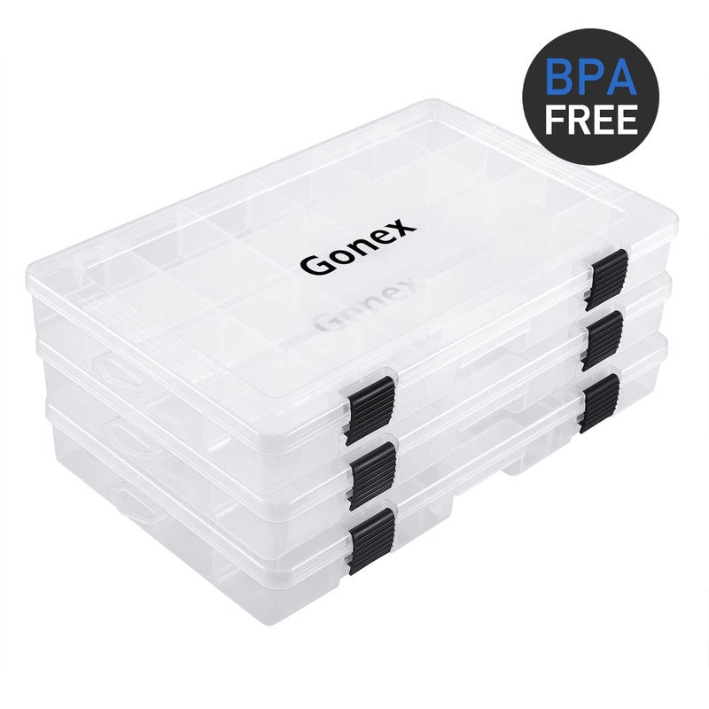 Gonex Fishing Tackle Boxes, Transparent Fish Tackle Storage with Adjustable Dividers, Plastic Box Organizer 3700 Tackle Trays, 3 Packs - Image 4